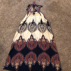 NWOT Colorful tie-halter dress